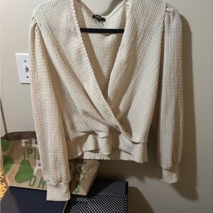 Elegant Cream Wrap Top